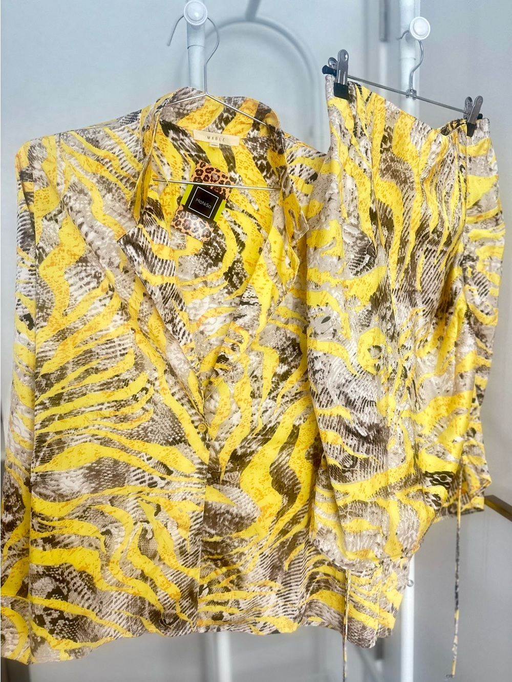 MARBLE Yellow and Black Animal Print Top